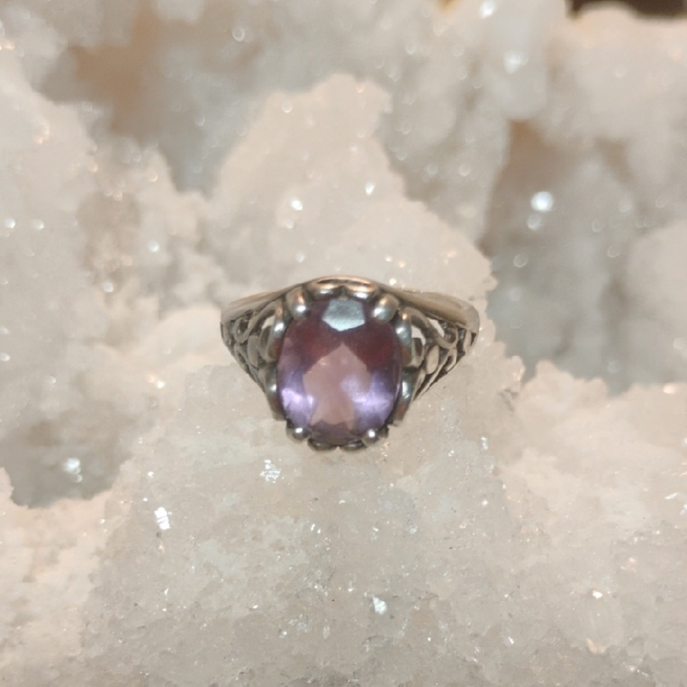 Stunning Kabana Amethyst Fine Silver, Size 6 Ring